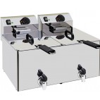 Friteuse de table électrique avec vidange double acier inox  2 x 8 L