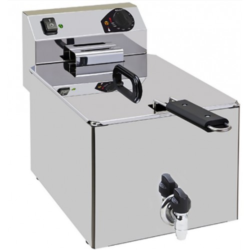 Friteuse de table électrique avec vidange simple turbo inox 8 L Friteuse de table électrique avec vidange simple turbo inox 8 L