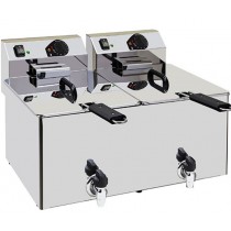 Friteuse de table électrique avec vidange double turbo acier inox  2 x 8 L