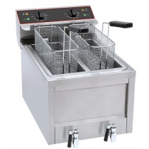 Friteuse gros volume électrique avec vidange 2 cuves 2 x 8 L