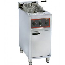 Friteuse gros volume sur coffre électrique avec vidange 2 cuves 2 x 10 L