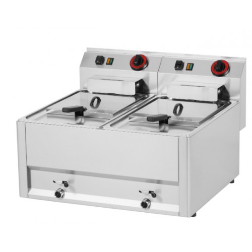 Friteuse de table électrique mono 230 V avec vidange double 2 x 8 L Friteuse de table électrique mono 230 V avec vidange double 2 x 8 L