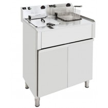 Friteuse gros volume électrique avec vidange tri 400 V double 2 x 12 L
