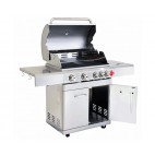 Barbecue à gaz inox 4 bruleurs + 1 feu latéral 17,5KW grille plancha