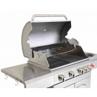 Barbecue à gaz inox 4 bruleurs + 1 feu latéral 17,5KW grille plancha