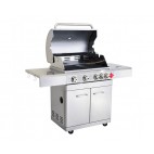 Barbecue à gaz inox 4 bruleurs + 1 feu latéral 17,5KW grille plancha