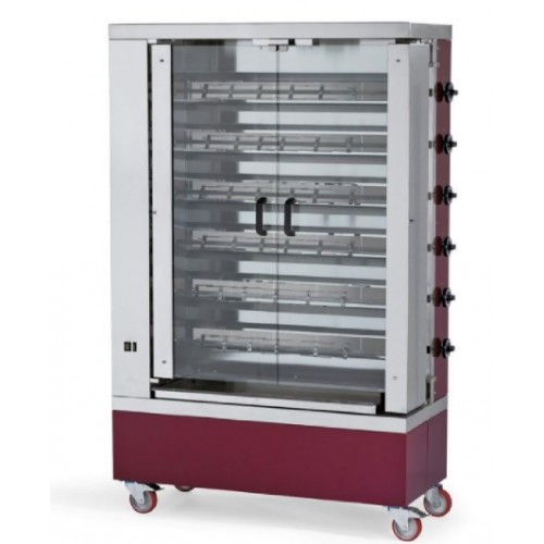 Rôtissoire gaz en inox 6 broches 24 poulets Rôtissoire gaz en inox 6 broches 24 poulets
