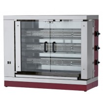 Rôtissoire gaz en inox 3 broches 12 poulets