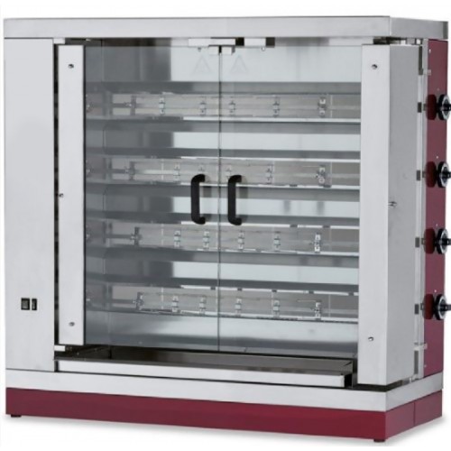 Rôtissoire gaz en inox 4 broches 16 poulets Rôtissoire gaz en inox 4 broches 16 poulets