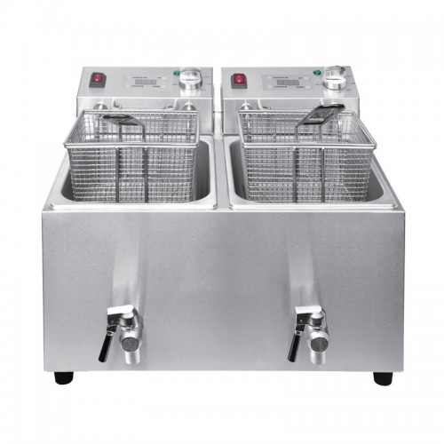 Friteuse double - 2 X 8 L 2,9 kW avec minuterie Friteuse double - 2 X 8 L 2,9 kW avec minuterie