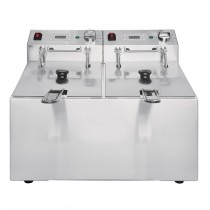Friteuse double avec minuterie 2 x 2,8 kW capacité d'huile 2 x 5 L