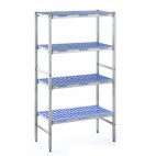 Rayonnage monté en angle clayettes aluminium anodisé P 500 x H 2050 mm 6 niveaux