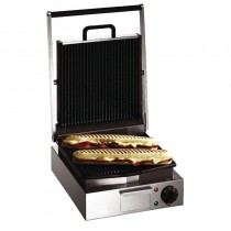Gril de contact/panini simple plaques rainurées 2,25 kW