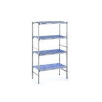 Rayonnage monté en angle clayettes aluminium anodisé P 400 x H 2050 mm 4 niveaux