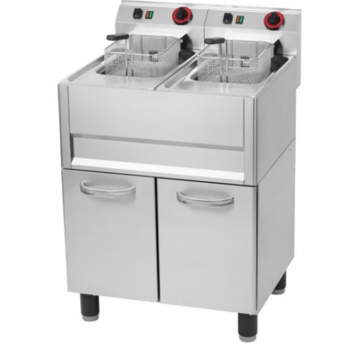 Friteuse sur coffre électrique double en inox 2 x 13 L Friteuse sur coffre électrique double en inox 2 x 13 L