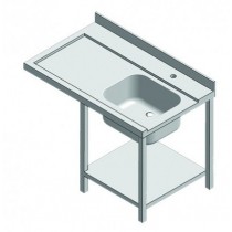 Table d'entrée avec bac 2 pieds lave vaisselle à droite longueur 1200 mm