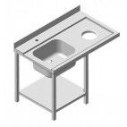 Table d'entrée avec 1 bac a gauche 2 pieds lave vaisselle à droite longueur 1500 mm