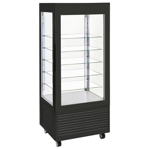 Vitrine panoramique négative ventilée 5 étagères en verre 480 L Vitrine panoramique négative ventilée 5 étagères en verre 480 L