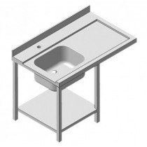 Table d'entrée avec bac 2 pieds lave vaisselle à gauche longueur 1200 mm