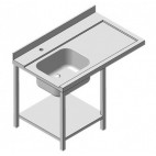 Table d'entrée avec bac 2 pieds lave vaisselle à gauche longueur 1200 mm