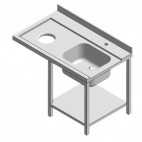 Table d'entrée avec 1 bac a droite 2 pieds lave vaisselle à droite longueur 1200 mm