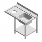 Table d'entrée avec 1 bac a droite 2 pieds lave vaisselle à droite longueur 1500 mm