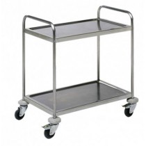 Chariot de service en inox AISI 201 2 niveaux 