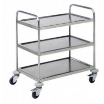 Chariot de service en inox AISI 201 3 niveaux 