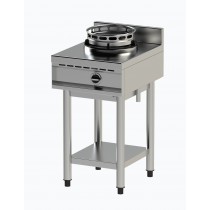 Wok gaz série 600 ECO 1 brûleur 13 kW acier inoxydable AISI 304