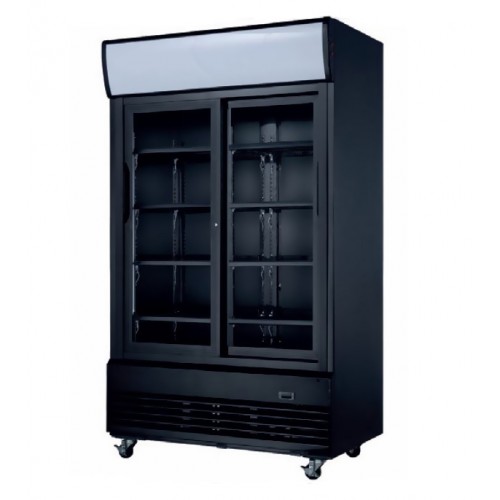 Armoire à boissons avec 2 portes battantes acier laqué noir 480 W 800 L Armoire à boissons avec 2 portes battantes acier laqué noir 480 W 800 L