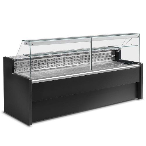 Vitrine horizontale positive avec réserve vitre droite 90° L 2000 mm Vitrine horizontale positive avec réserve vitre droite 90° L 2000 mm