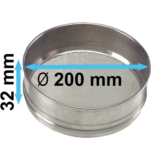 Tamis d'analyse en acier inox Ø 200 x H 32 mm maille 3.15 mm Tamis d'analyse en acier inox Ø 200 x H 32 mm maille 3.15 mm