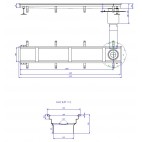 Caniveau 200x1400mm sortie verticale excentrée 157/110 grille caill ad L15 INOX 304 sur mesure