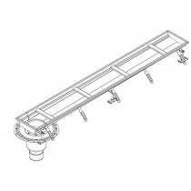 Caniveau 200x1760 mm sortie verticale excentrée 157/110 grille caill ad L15 INOX 304 sur mesure