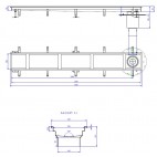 Caniveau 200x1760 mm sortie verticale excentrée 157/110 grille caill ad L15 INOX 304 sur mesure