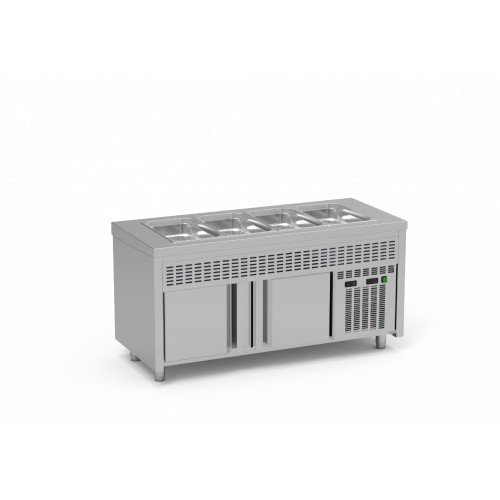 Meuble avec cuve réfrigérée 4 GN 1/1-200 et réserve Meuble avec cuve réfrigérée 4 GN 1/1-200 et réserve