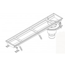 Caniveau 1200x200 mm sortie verticale excentrée 157/110 grille caill ad L15 INOX 304 sur mesure