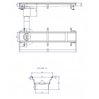 Caniveau 1200x200 mm sortie verticale excentrée 157/110 grille caill ad L15 INOX 304 sur mesure