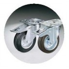 4 roulettes inox, chape zinguée, Ø 100 mm dont 2 à freins