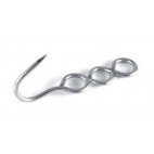 Crochet Croisé dents de loup en inox 304 Poli 3 Trous longueur: 170 mm Ø: 6 mm 10 pièces