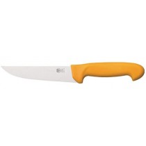 COUTEAU À DÉPOUILLER MANCHE JAUNE, LAME FORTE, longueur : 160 mm