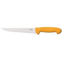 COUTEAU À DÉPOUILLER MANCHE JAUNE, LAME FORTE, longueur : 160 mm