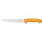 COUTEAU À DÉPOUILLER MANCHE JAUNE, LAME FORTE, longueur : 160 mm