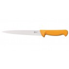 COUTEAU À DÉNERVER ET À EPLUCHER MANCHE JAUNE, LAME SEMI-FLEXIBLE, longueur : 180 mm