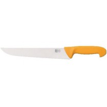 COUTEAU DE BOUCHER MANCHE JAUNE , LAME FORTE, longueur : 210 mm