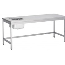 Table du chef, centrale, Inox AISI 304, 1000 X 700 X 850 avec Bac à gauche 400 X 400 X 300 