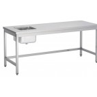 Table du chef soudée, centrale, avec bac à gauche, P 700 mm  