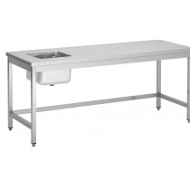 Table du chef soudée, centrale, avec bac à gauche, P 700 mm  