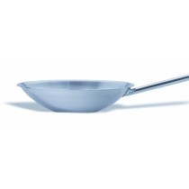Wok inox avec fond plat , Ø 360 mm H- 90 mm L- 55 mm  