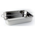 Plat inox poli miroir , L- 550 mm , l- 220 mm , H- 20 mm
